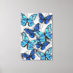 Lienzo Composición de las mariposas blancas y azules