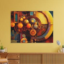 Lienzo Composición de Orbe Mecánico Steampunk