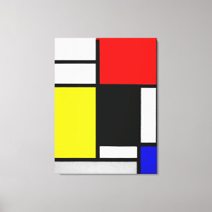 LIENZO COMPOSICIÓN MONDRIANA CON ROJO, AMARILLO, NEGRO 19