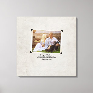 Lienzo Compromiso Foto Boda Rústica Vintage