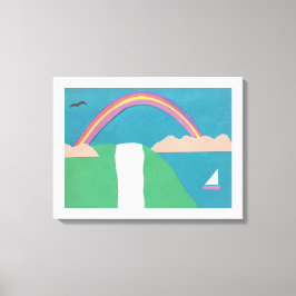 Lienzo con arcoiris y cascada