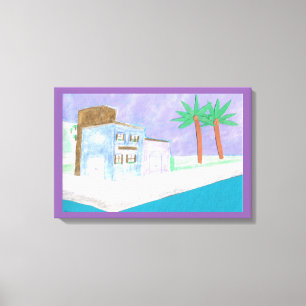 Lienzo con escena caribeña