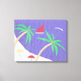 Lienzo con escena de playa