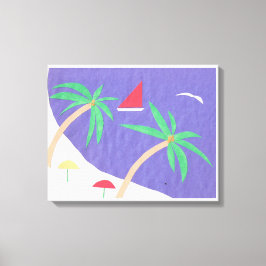 Lienzo con escena de playa
