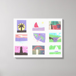 Lienzo con escenas coloridas