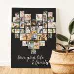 Lienzo Con forma de corazón 36 Collages de fotos Amor La<br><div class="desc">Crea tu propio lienzo envuelto con 36 de tus fotos favoritas. La plantilla de la foto se configura para crear un collage de fotos en forma de corazón, mostrando tus fotos en una mezcla de formatos de imagen, paisajes e imágenes cuadradas. El diseño tiene un fondo negro y la leyenda...</div>