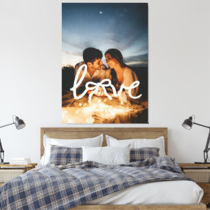 Lienzo con foto personalizada de pareja con tipogr