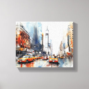 Lienzo con Nueva York, paisaje pintado.