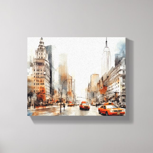 Lienzo con Nueva York, paisaje pintado. (Anverso)