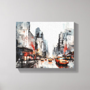 Lienzo con Nueva York, paisaje pintado.