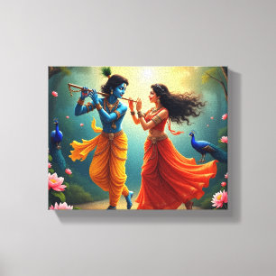Lienzo con Radha Krishna pinturas espirituales 🌺🎶.