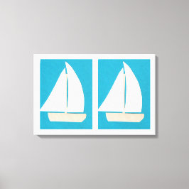 Lienzo con veleros sobre fondo turquesa