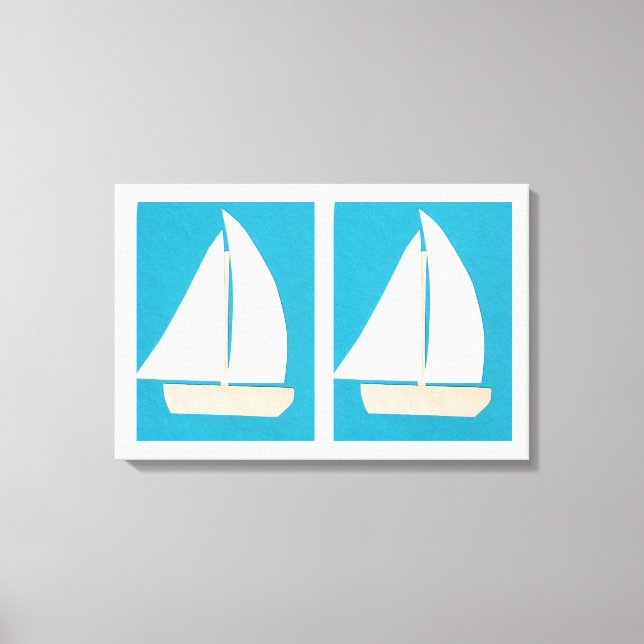 Lienzo con veleros sobre fondo turquesa (Anverso)