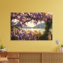Lienzo con vista al lago de wisterias
