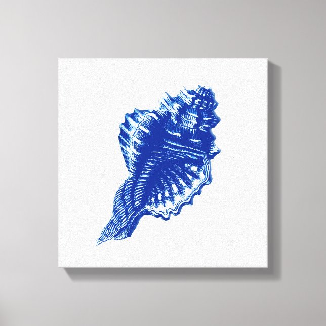 Lienzo Concha, azul índigo y blanco (Anverso)