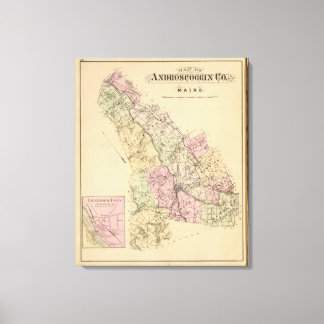 Lienzo Condado de Androscoggin, Mapa Maine