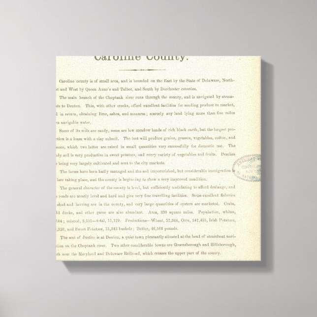 Lienzo Condado de Caroline, página de texto (Anverso)