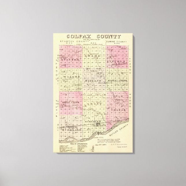 Lienzo Condado de Colfax, Nebraska (Anverso)