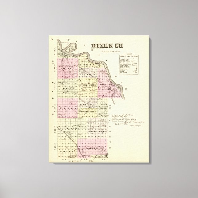 Lienzo Condado de Dixon, Nebraska (Anverso)