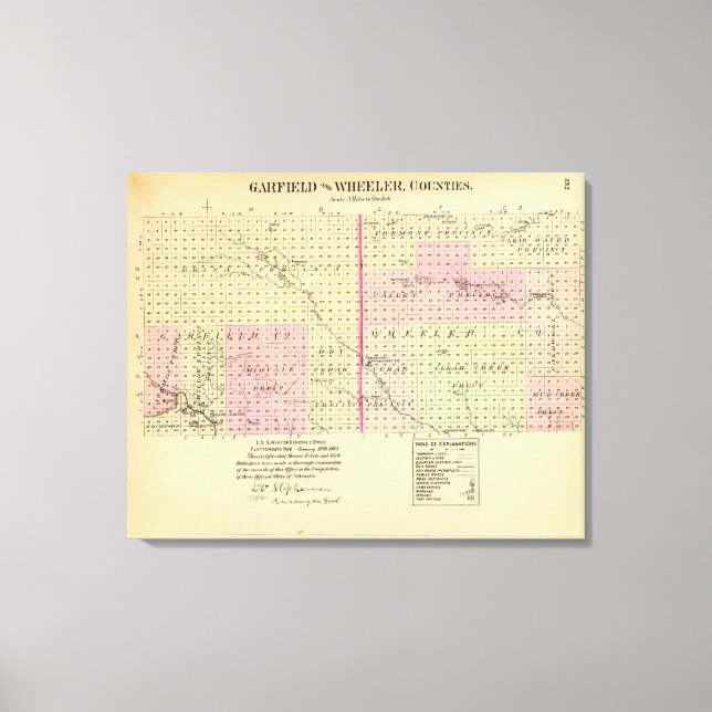 Lienzo Condado de Garfield y Wheeler, Nebraska (Anverso)
