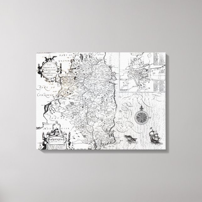 Lienzo Condado de Leinster con la ciudad de Dublín (Anverso)