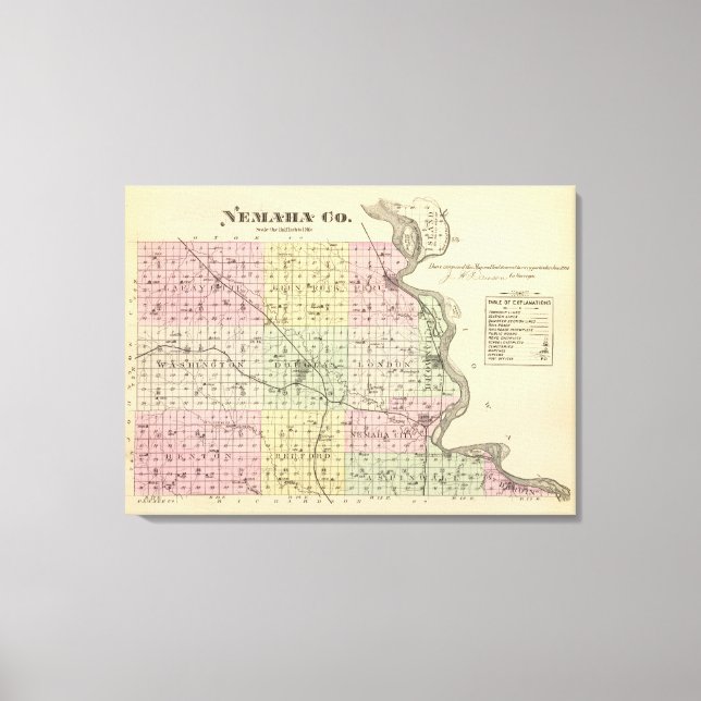 Lienzo Condado de Nemaha, Nebraska (Anverso)