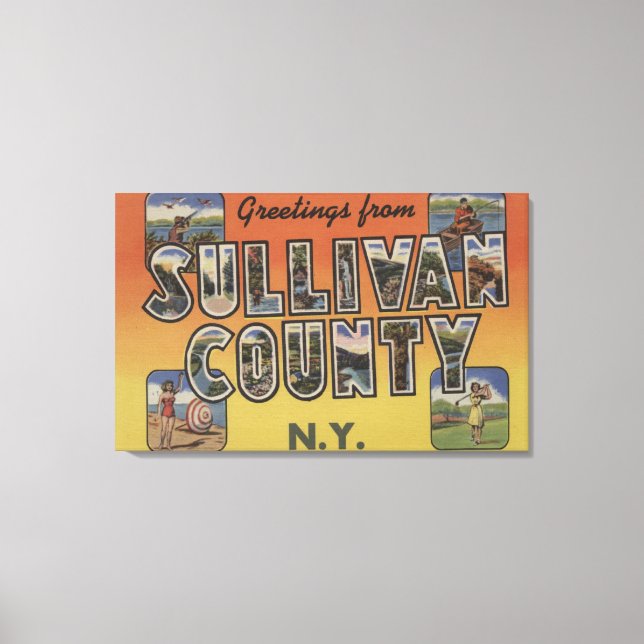 Lienzo Condado de Sullivan, Nueva York - Escenas de letra (Anverso)