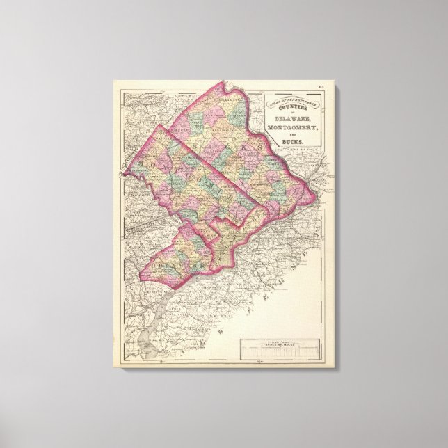 Lienzo Condados de Delaware, Montgomery y Bucks (Anverso)