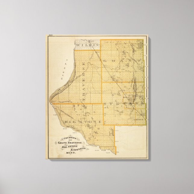 Lienzo Condados de Grant, Traverse, Minnesota (Anverso)