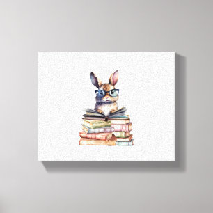 Lienzo Conejito de lecturas con lentes Libros De Librería