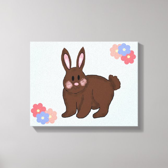 Lienzo Conejito dulce con flores (Anverso)