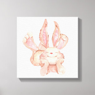 Lienzo Conejo Bunny Sonriente Pintado a la Acuarela