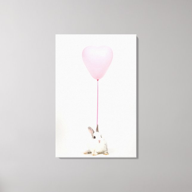 Lienzo Conejo con globo rosa (Anverso)