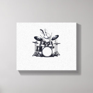 Lienzo Conejo Conejo Cute Jugando Drums Rabbits Drummer M