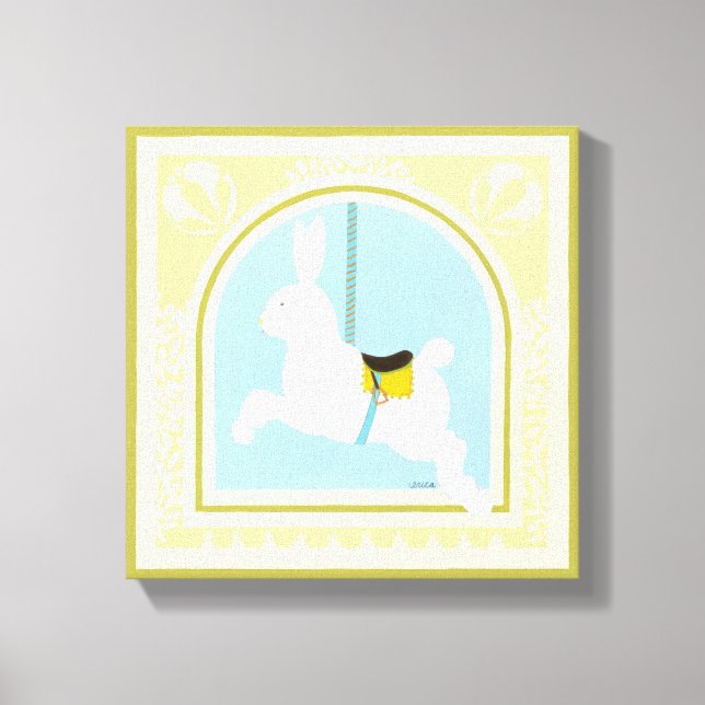 Lienzo Conejo de carrusel por June Erica Vess (Anverso)