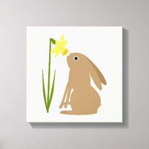 Lienzo Conejo de conejo de pascua y flor de Daffodil
