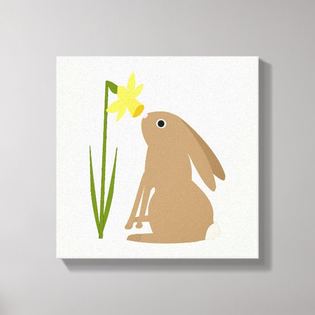 Lienzo Conejo de conejo de pascua y flor de Daffodil (Anverso)