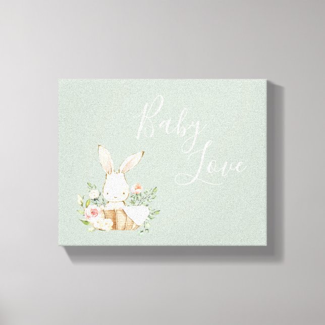 Lienzo Conejo de conejo Sage Green Watercolor (Anverso)