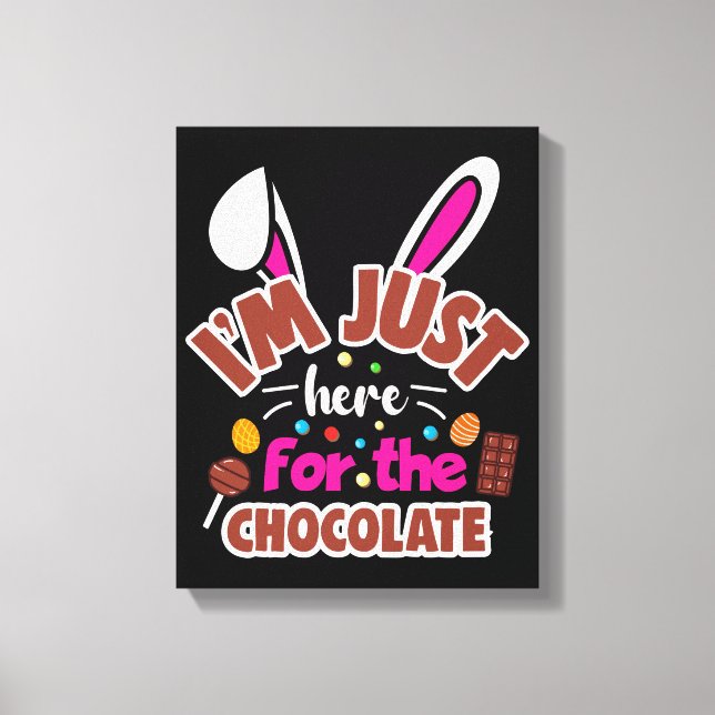 Lienzo Conejo de Pascua estoy aquí por el chocolate (Anverso)