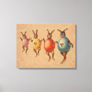 Lienzo Conejo de Pascua Huevos Bailando