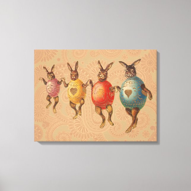 Lienzo Conejo de Pascua Huevos Bailando (Anverso)