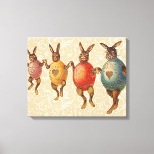Lienzo Conejo de Pascua Huevos Bailando