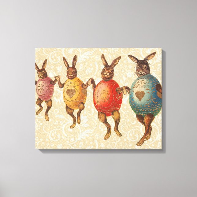 Lienzo Conejo de Pascua Huevos Bailando (Anverso)
