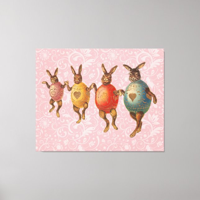 Lienzo Conejo de Pascua Huevos Bailando (Anverso)