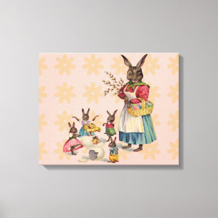 Lienzo Conejo de Pascua Pollo Conejo Huevos