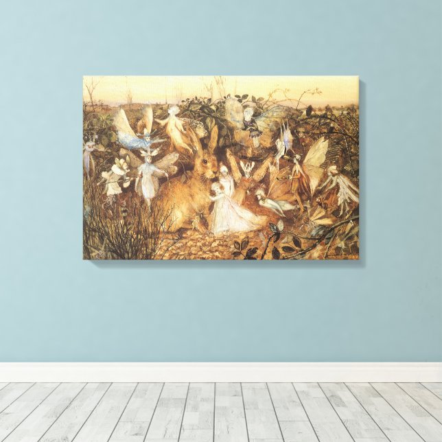 Lienzo Conejo entre las hadas, cuentos de hadas veneciana (Insitu (piso de madera))