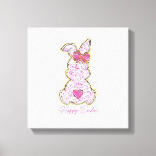 Lienzo Conejo Feliz de Pascua Chicas Mujeres Pascua Rosa