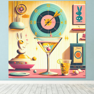 Lienzo Conejo Martini Futurista Retro Atómico de Medianos