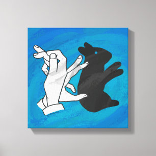 Lienzo Conejo Sombra En Azul