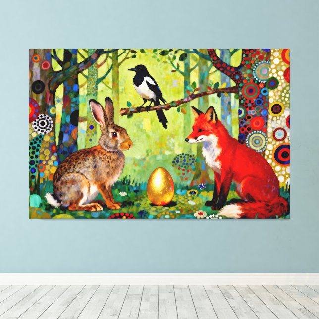 Lienzo Conejo, Urraca, Zorro y “El Secreto del Bosque” (Insitu (piso de madera))